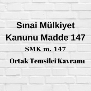 SMK 147 Sınai Mülkiyet Kanunu 147 ortak temsilci türk patent ortak temsilci