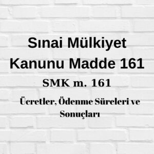 SMK161 Sınai Mülkiyet 161 ödenme ücretleri